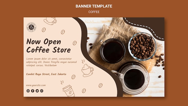 PSD gratuito banner modello di caffetteria