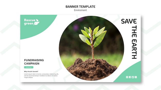 Free PSD banner concept with environment theme