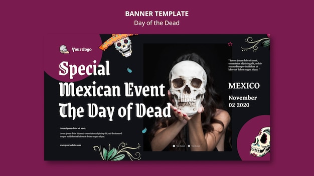 Banner day of the dead template