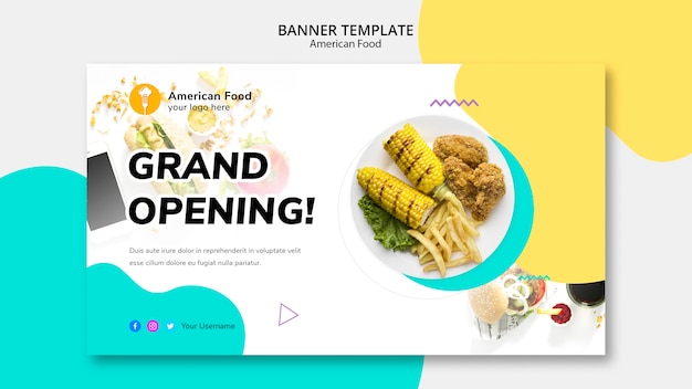 PSD gratuito banner design cibo americano