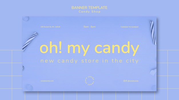 Free PSD banner design for candy shop template