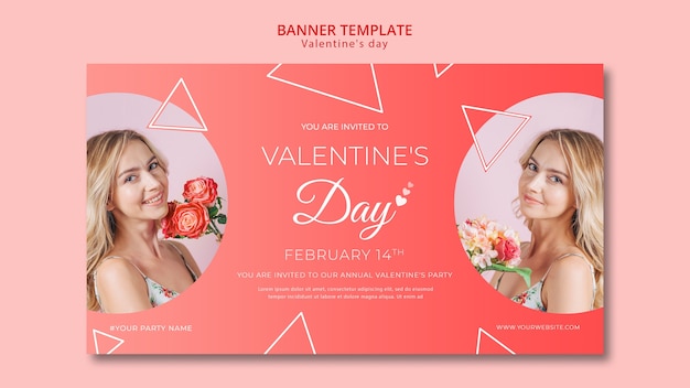 Free PSD banner design for valentines day template