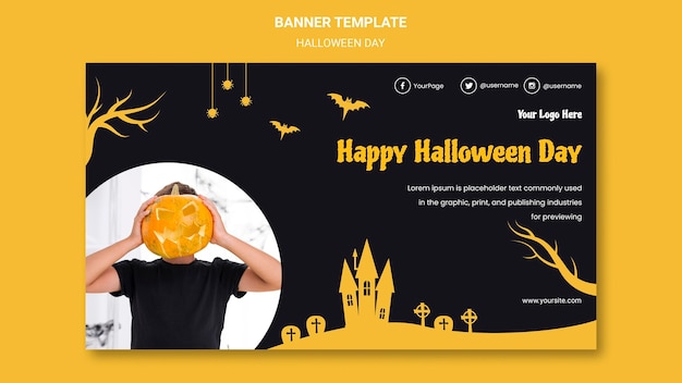 無料PSD バナーハロウィンパーティーテンプレート