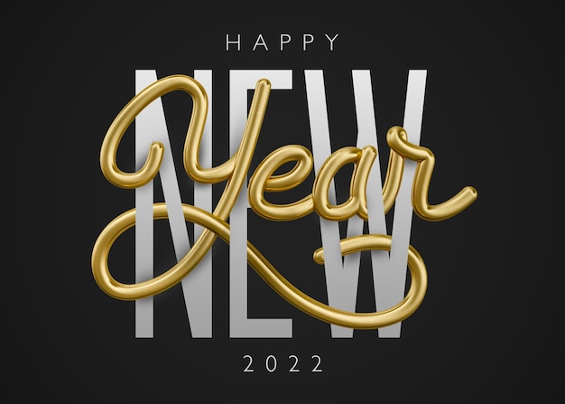 Banner happy new year 3d render lettering concept design