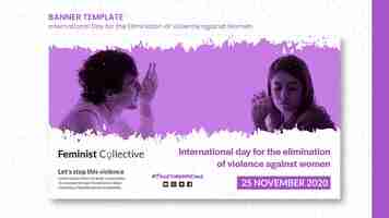 PSD gratuito banner per la giornata internazionale per l'eliminazione della violenza contro le donne