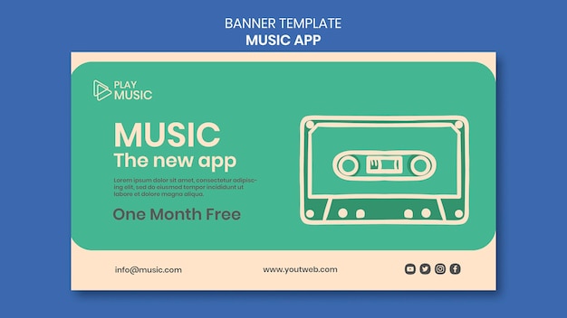 PSD gratuito modello di app di musica banner