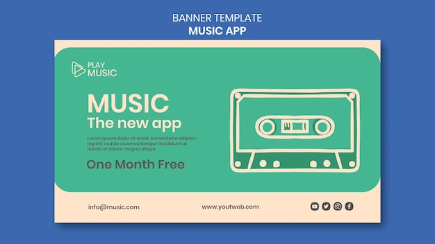 無料PSD バナー音楽アプリテンプレート
