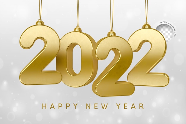 Banner new year 3d render lettering in gold concept design