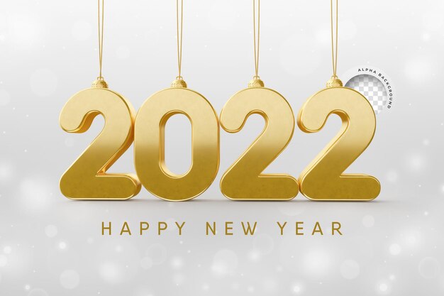 Banner new year 3d render lettering in gold concept design