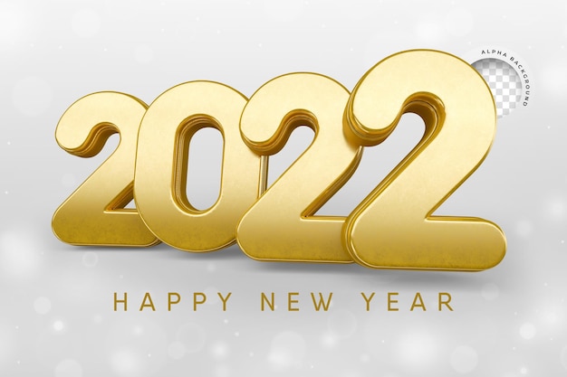 Banner new year 3d render lettering in gold concept design