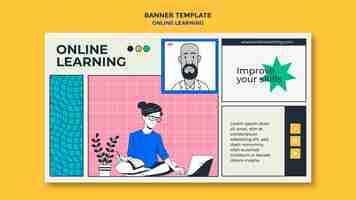 PSD gratuito banner modello di apprendimento online