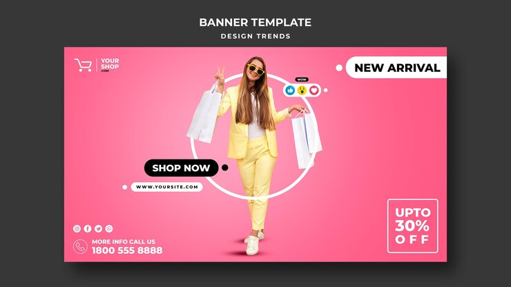 Free PSD banner shopping woman template