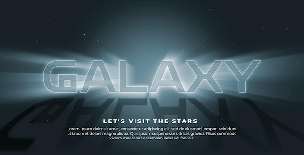 Banner stellar with the word galaxy on a dark background with stars