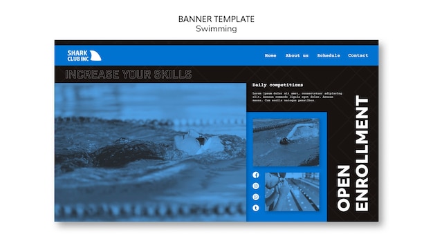 Free PSD banner swimming club template