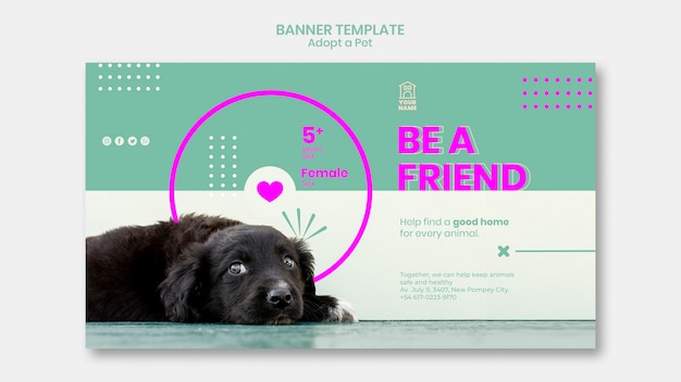 Free PSD banner template adopt pet concept