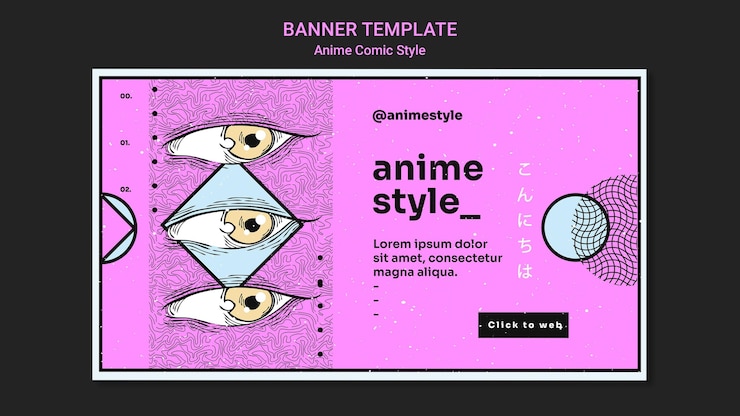Free PSD banner template in anime comic style