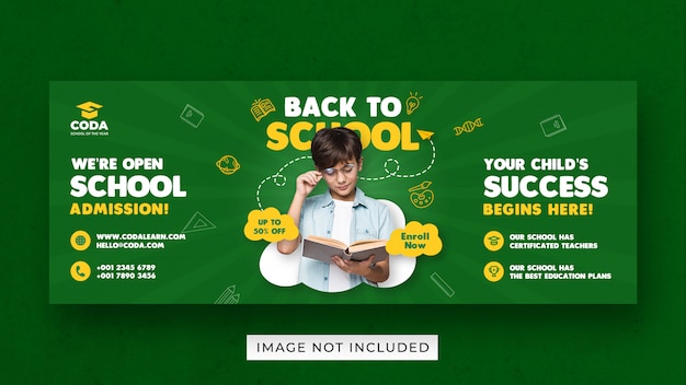 Banner template for back to school admission for social media