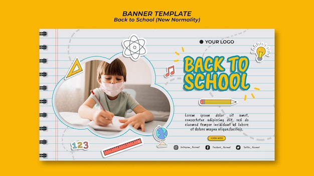 Modello di banner per tornare alla stagione scolastica