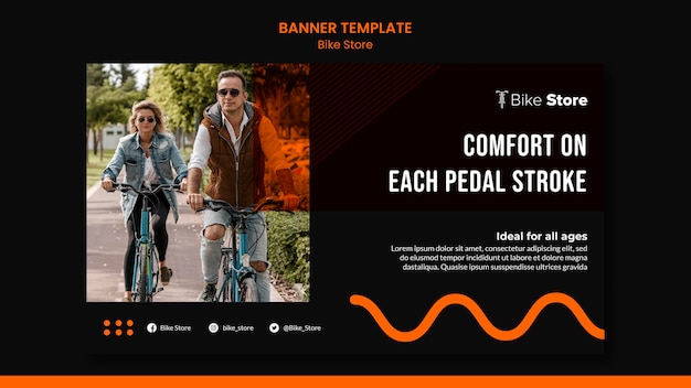 PSD gratuito modello di banner per negozio di biciclette