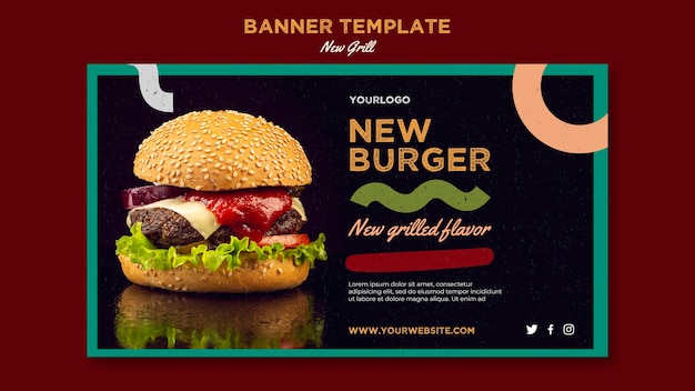 PSD gratuito modello di banner per ristorante di hamburger