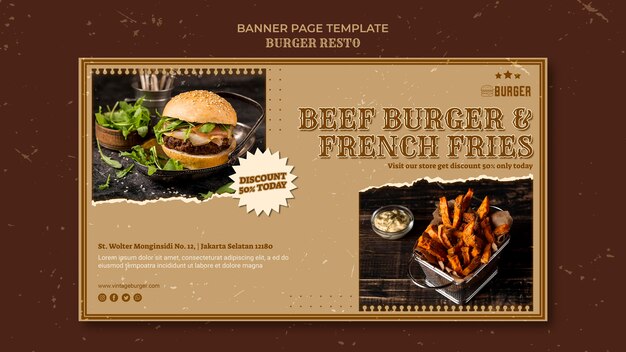 Banner template for burger restaurant