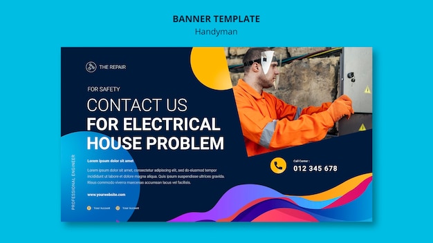 Free PSD banner template for company offering handyman services