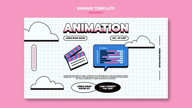 PSD gratuito modello di banner per animazione al computer