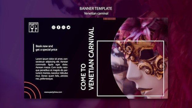 Free PSD banner template concept for venetian carnival