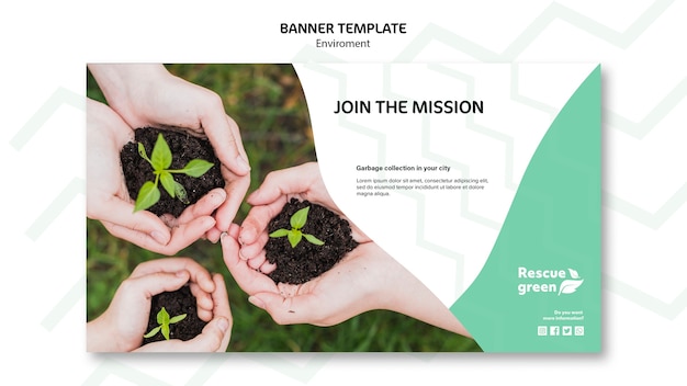 Free PSD banner template concept with environment