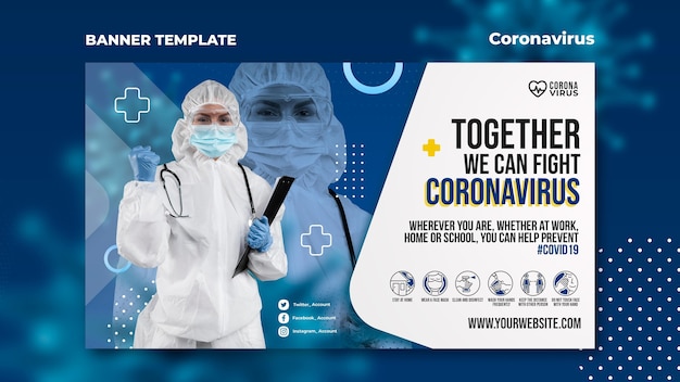 Modello di banner per la consapevolezza del coronavirus