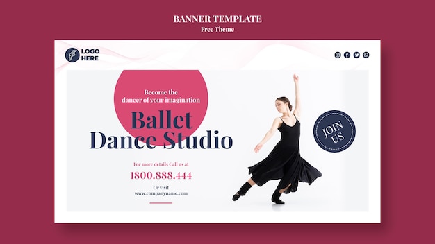 Free PSD banner template dance studio