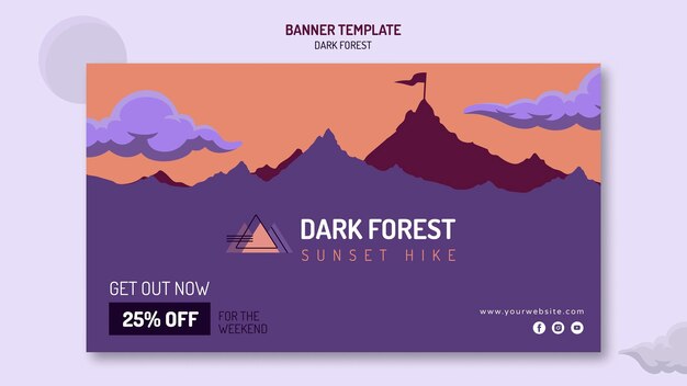 banner template for dark forest hiking