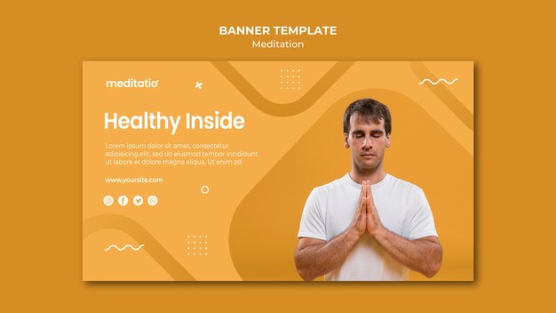 Бесплатный PSD Баннер шаблон дизайна концепции медитации