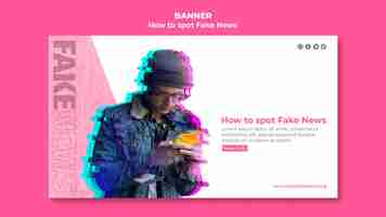 Free PSD banner template for fake news spotting