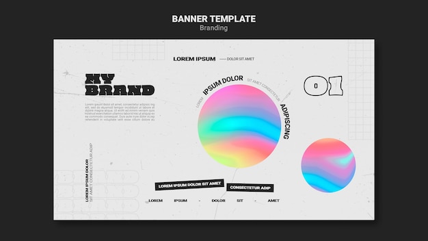 Бесплатный PSD Шаблон баннера для брендинга компании с красочной формой круга