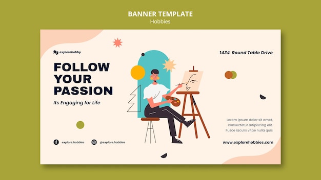 無料PSD 趣味や情熱のためのバナーテンプレート