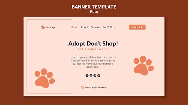 Бесплатный PSD Шаблон баннера для усыновления домашних животных