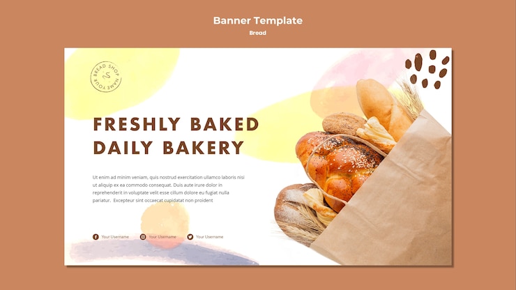 Free PSD banner template freshly baked daily bakery