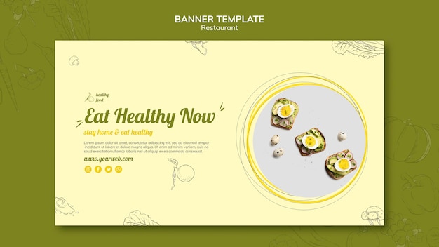 Banner template for healthy breakfast with sandwiches