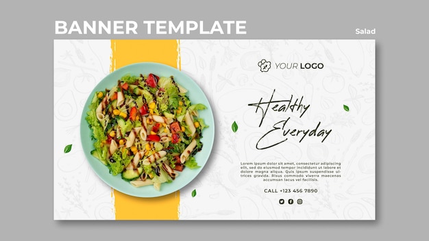 Free PSD banner template for healthy salad lunch