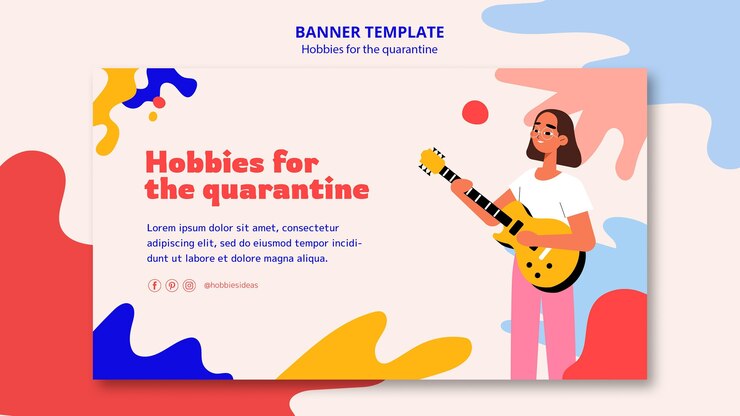 Free PSD banner template for hobbies during quarantine