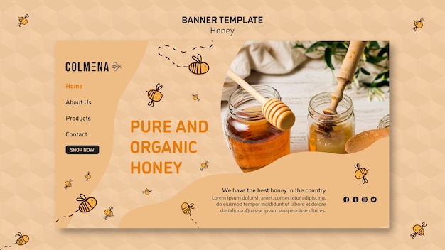 Free PSD banner template honey shop