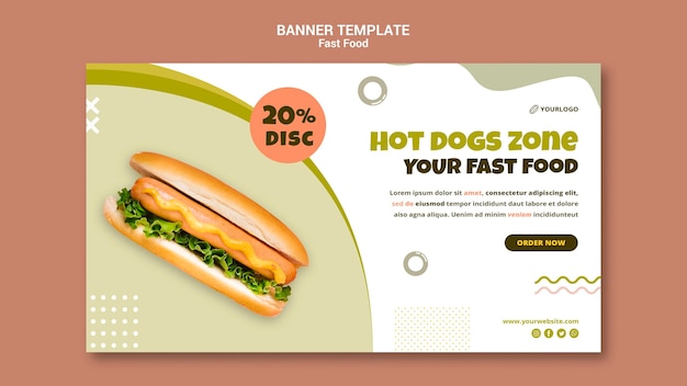 Modello di banner per ristorante hot dog
