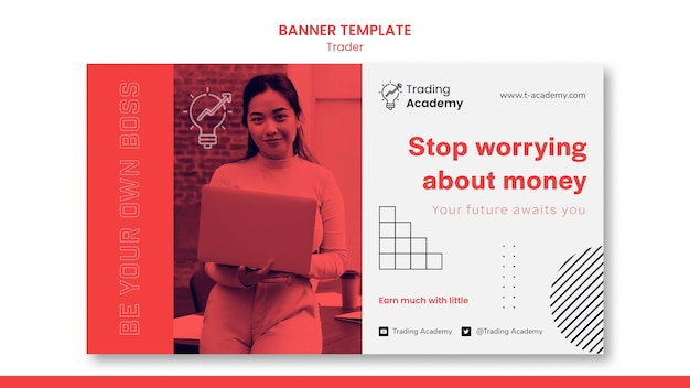 Free PSD banner template for investment trader occupation