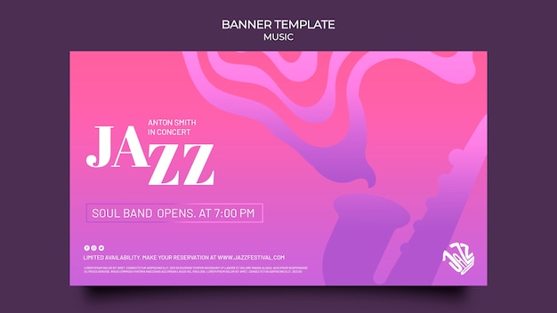 PSD gratuito modello di banner per festival e club jazz