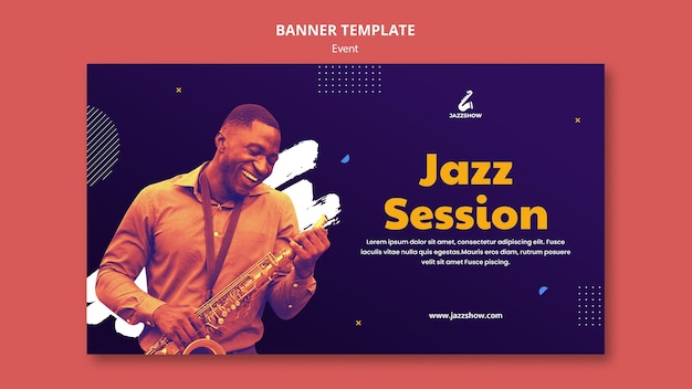 Free PSD banner template for jazz music event