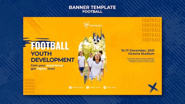 PSD gratuito modello di banner per l'allenamento di calcio per bambini