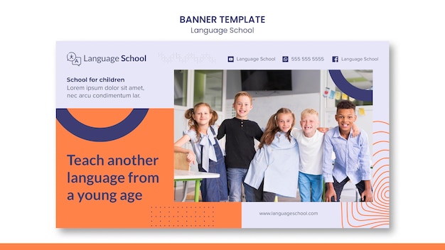 Free PSD banner template for language school