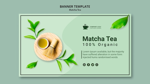 PSD gratuito modello di banner per tè matcha