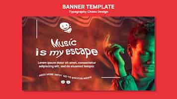 Free PSD banner template for music with man and fog